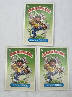 1986 Garbage Pail Kids Lot of 3 Glooey Gabe Sticky Cards Original Series Raw